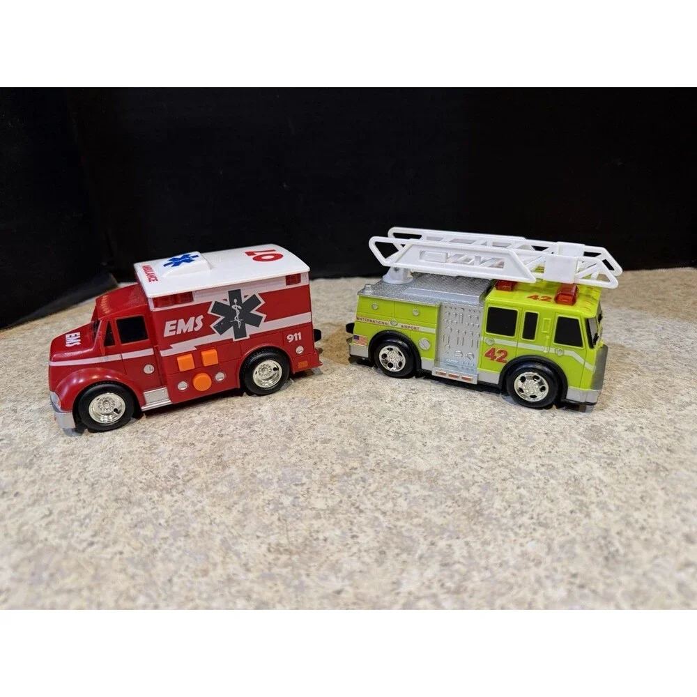 Tonka Lights & Sounds EMS Ambulance + Airport Fire Truck Lot Tested